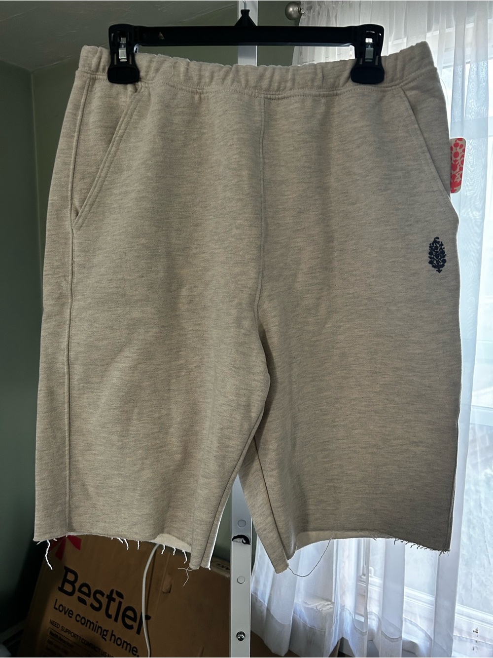 Free People Drawstring sweat pants shorts in the color oatmeal heather